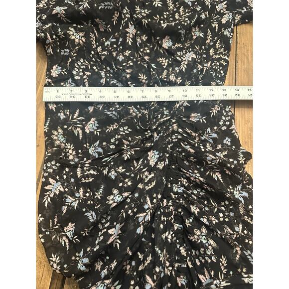 Veronica Beard Merrill 100% Silk Midi Dress High Front Slit Lined Floral Size 4 - Picture 16 of 16